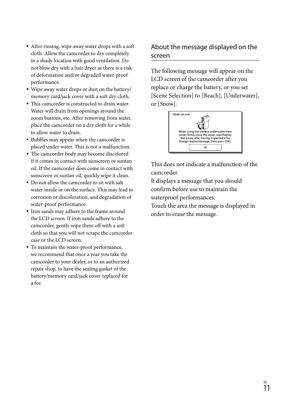 About the message displayed on the screen | Sony HDR-GW77V User Manual | Page 11 / 199