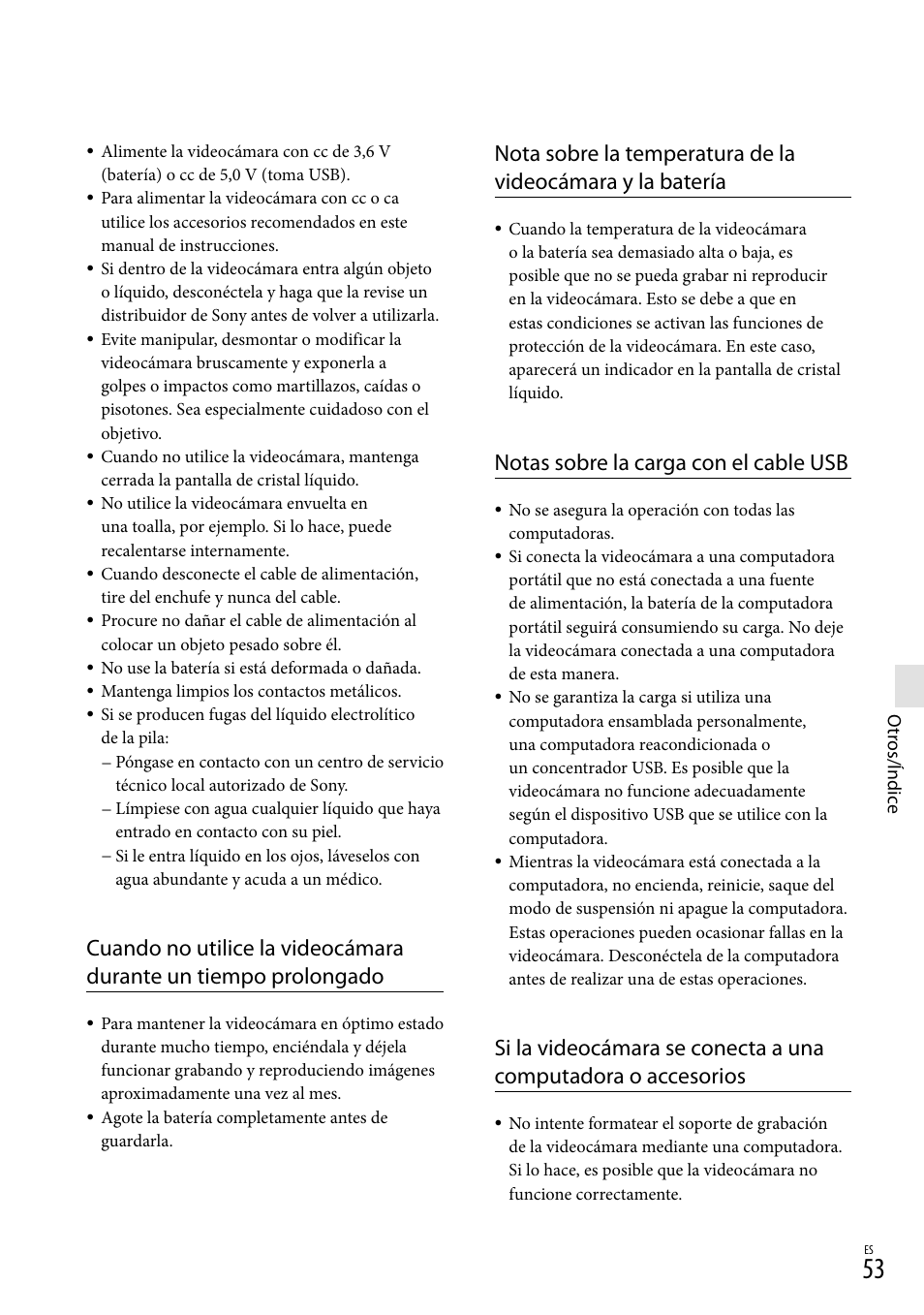 Notas sobre la carga con el cable usb | Sony HDR-GW77V User Manual | Page 117 / 199