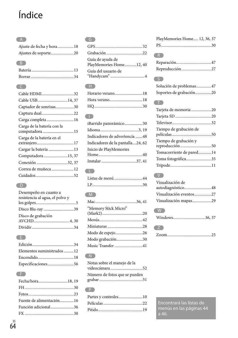 Índice | Sony HDR-GW77V User Manual | Page 128 / 199
