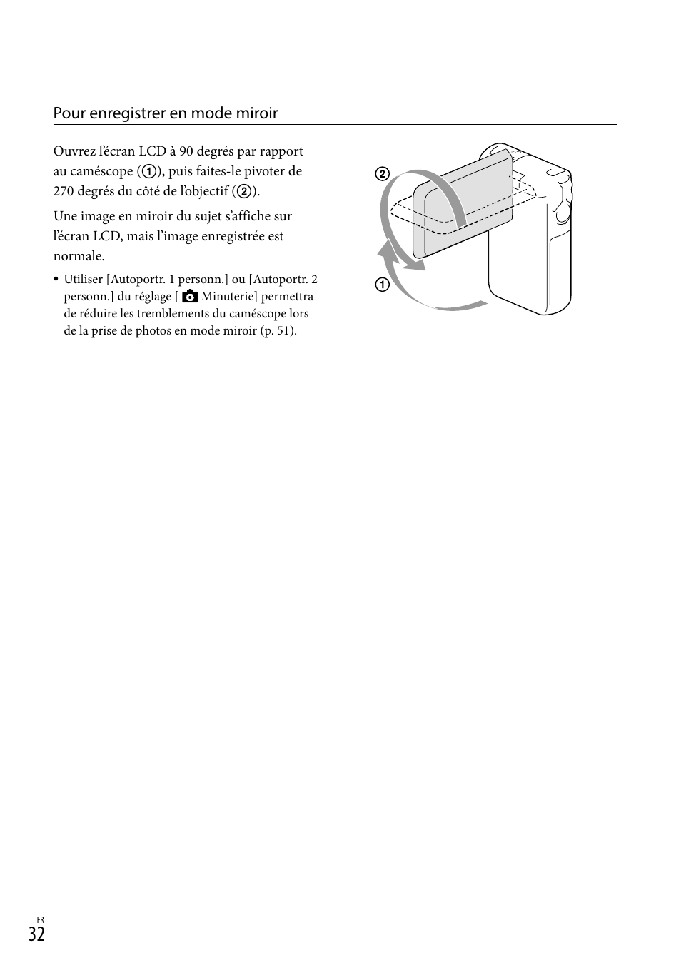 Pour enregistrer en mode miroir | Sony HDR-GW77V User Manual | Page 160 / 199