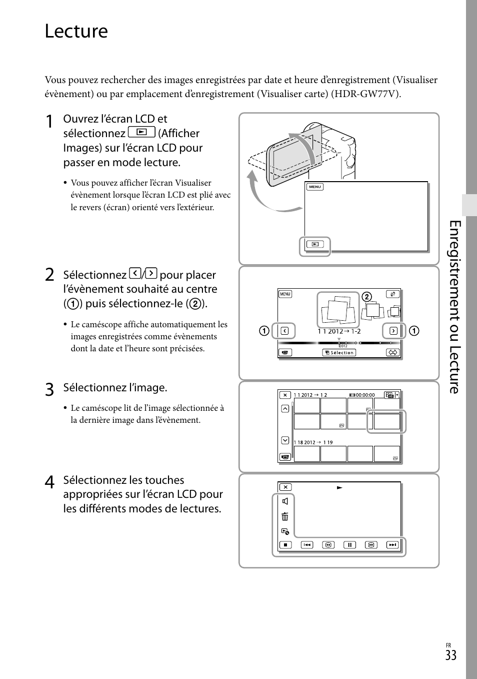 Lecture, Es (33), Enr eg istr emen t ou l ec tur e | Sony HDR-GW77V User Manual | Page 161 / 199