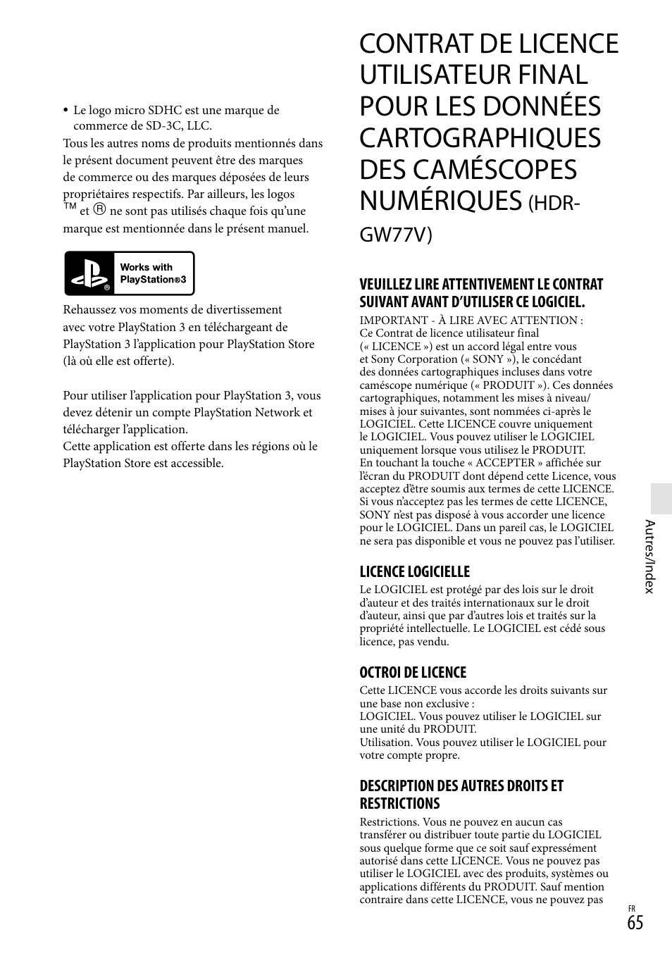 Hdr- gw77v) | Sony HDR-GW77V User Manual | Page 193 / 199