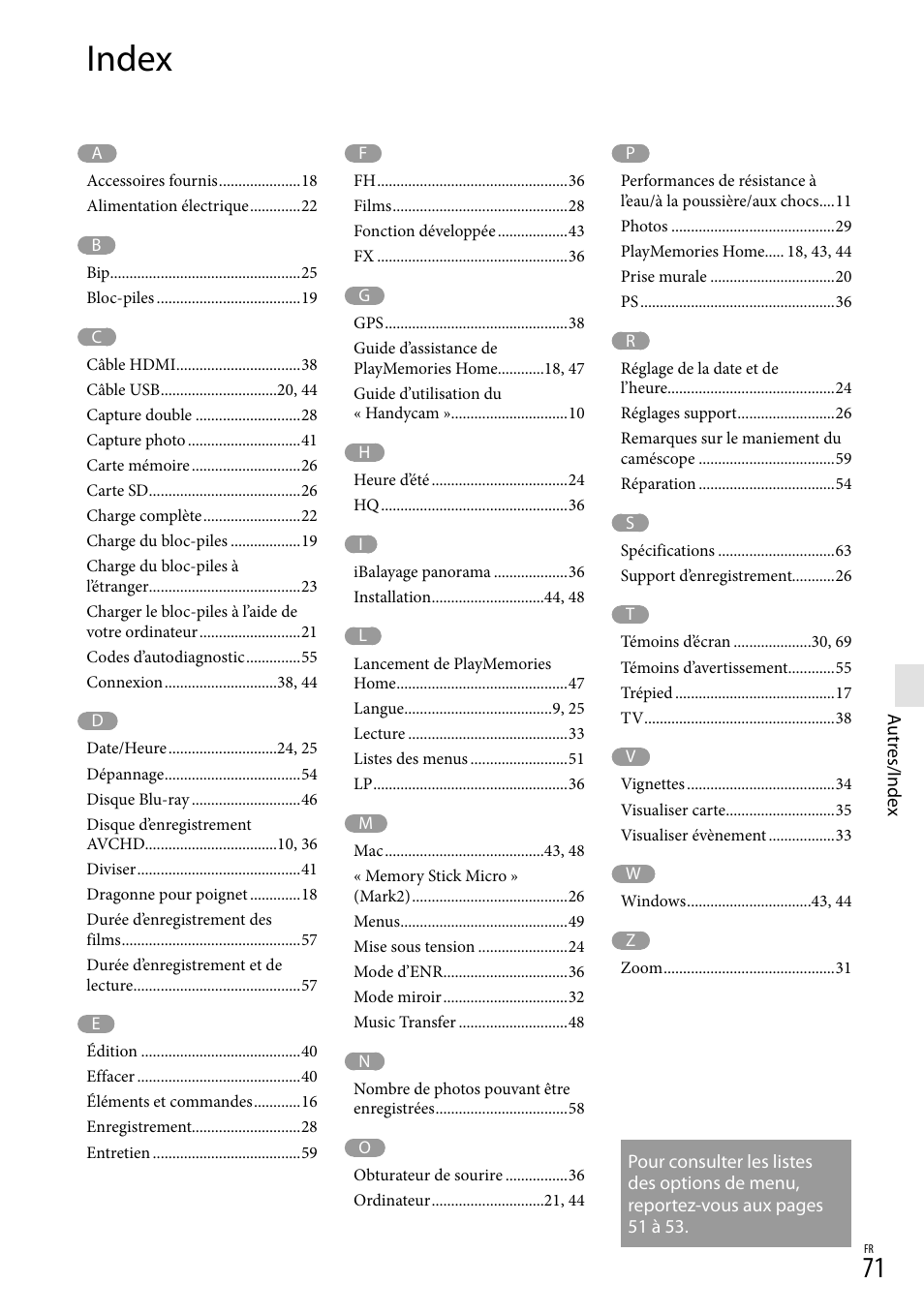 Index | Sony HDR-GW77V User Manual | Page 199 / 199