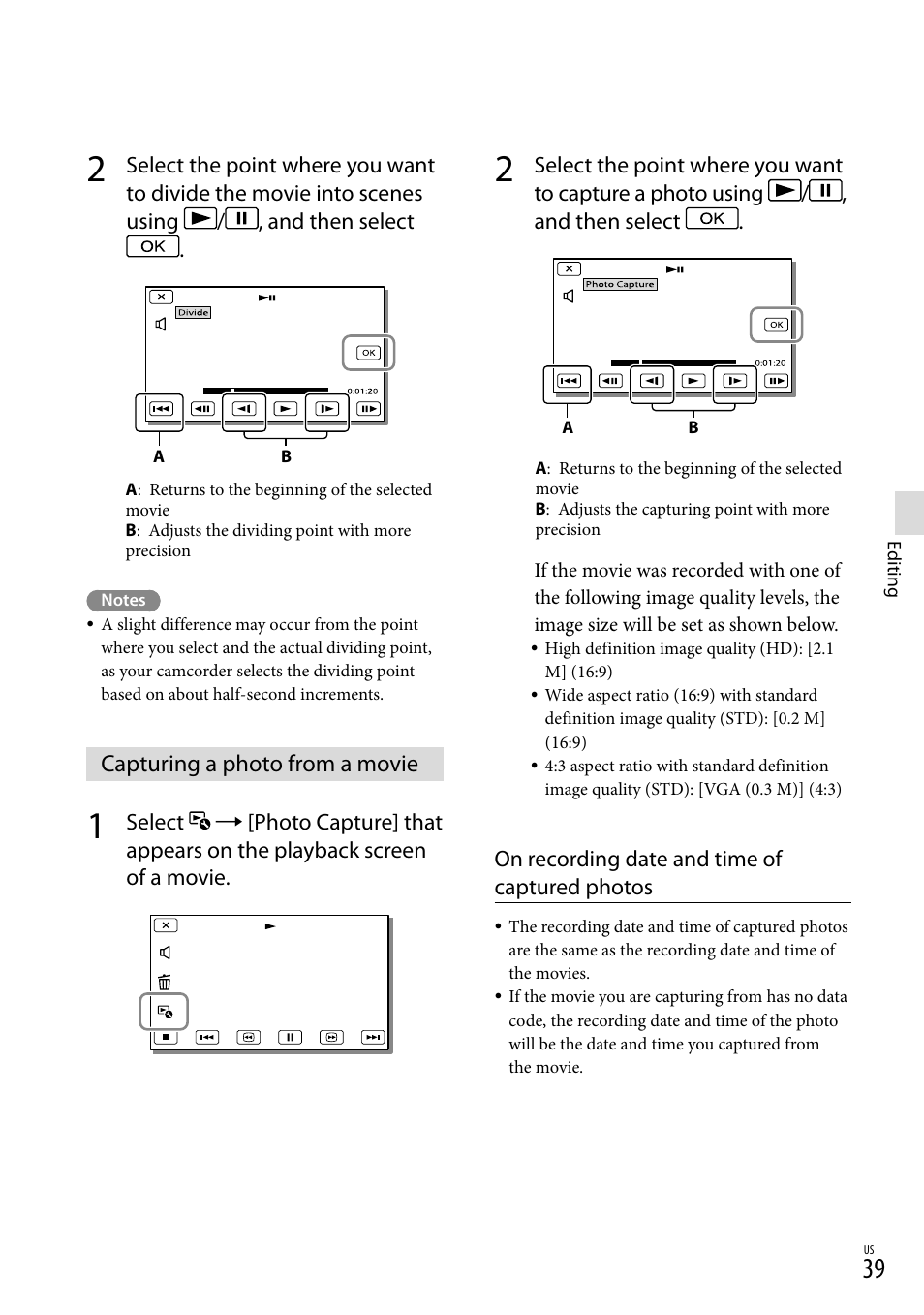 Capturing a photo from a movie | Sony HDR-GW77V User Manual | Page 39 / 199