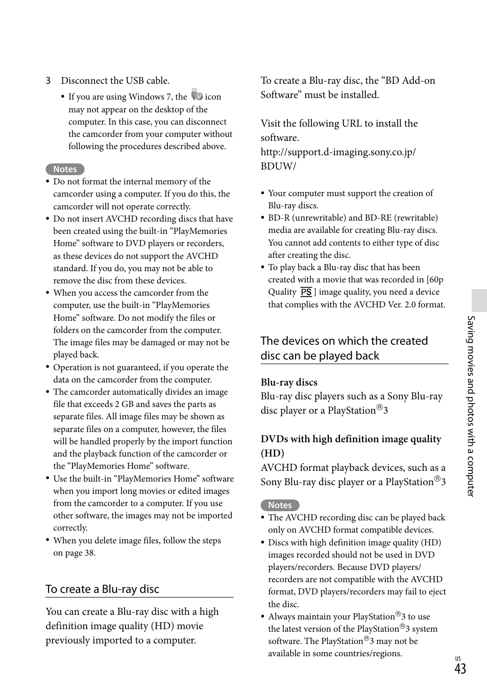 Sony HDR-GW77V User Manual | Page 43 / 199
