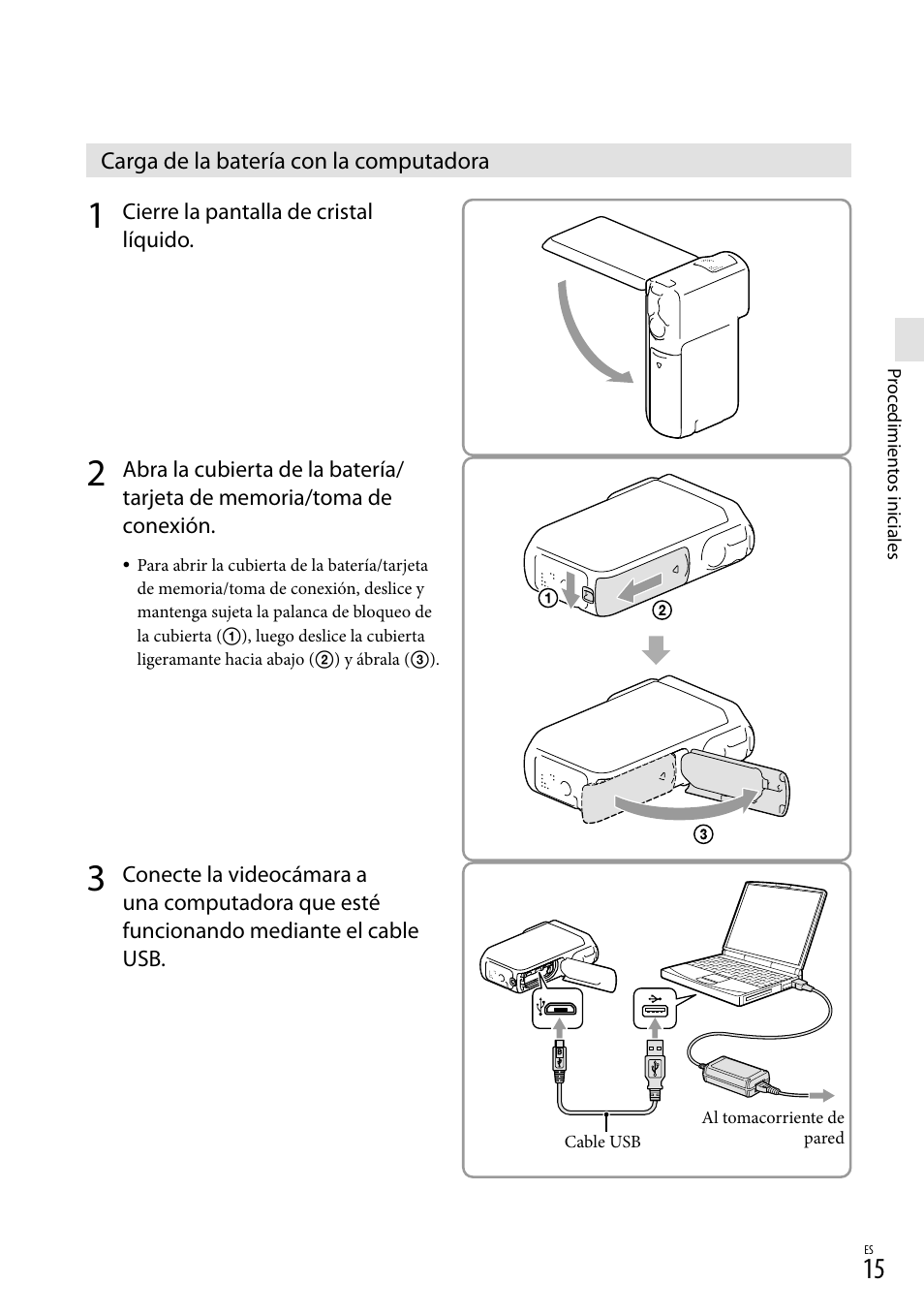 Carga de la batería con la computadora | Sony HDR-GW77V User Manual | Page 79 / 199