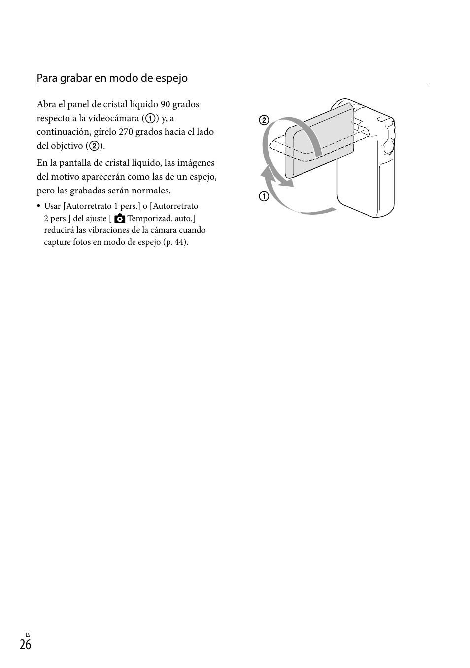 Para grabar en modo de espejo | Sony HDR-GW77V User Manual | Page 90 / 199