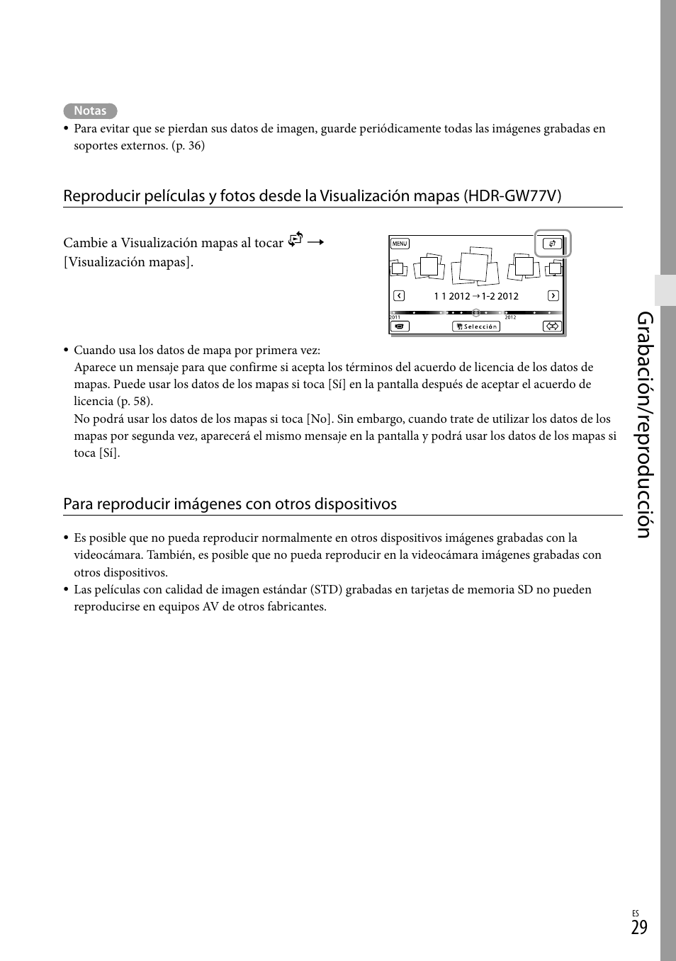 Gr abación/r epr oduc ción | Sony HDR-GW77V User Manual | Page 93 / 199