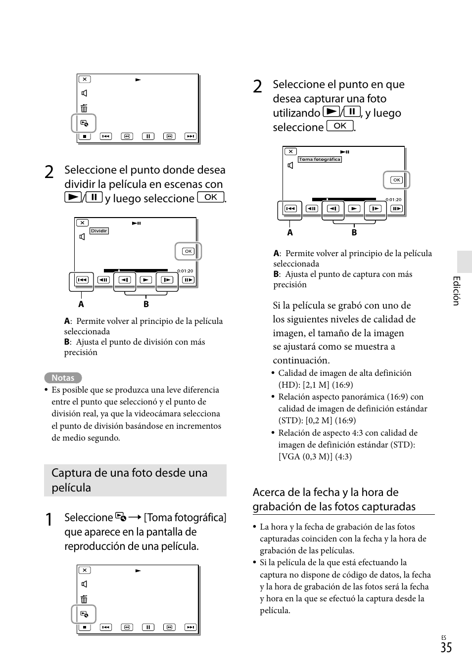 Captura de una foto desde una película | Sony HDR-GW77V User Manual | Page 99 / 199