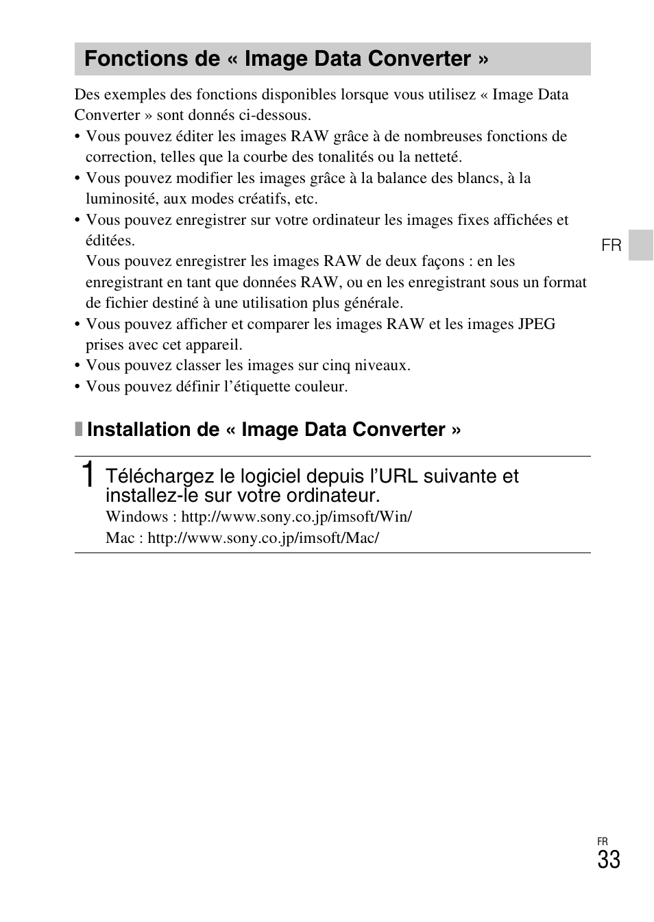 Fonctions de « image data converter | Sony DSC-RX10 User Manual | Page 71 / 120