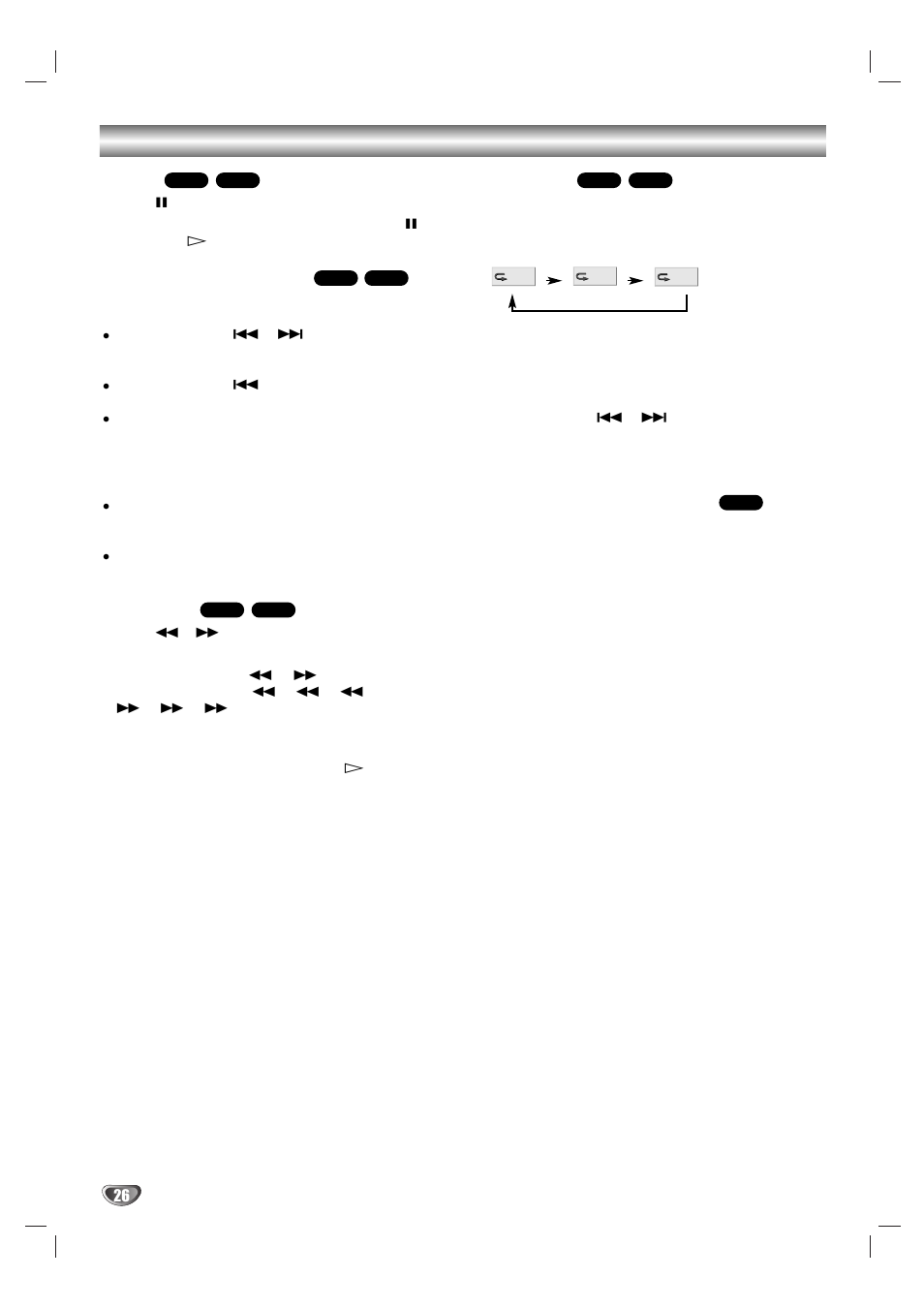 Pausa, Selección de otra pista, Búsqueda | Repetición, Cambio del canal de audio | Sony DAV-SB100 User Manual | Page 104 / 157