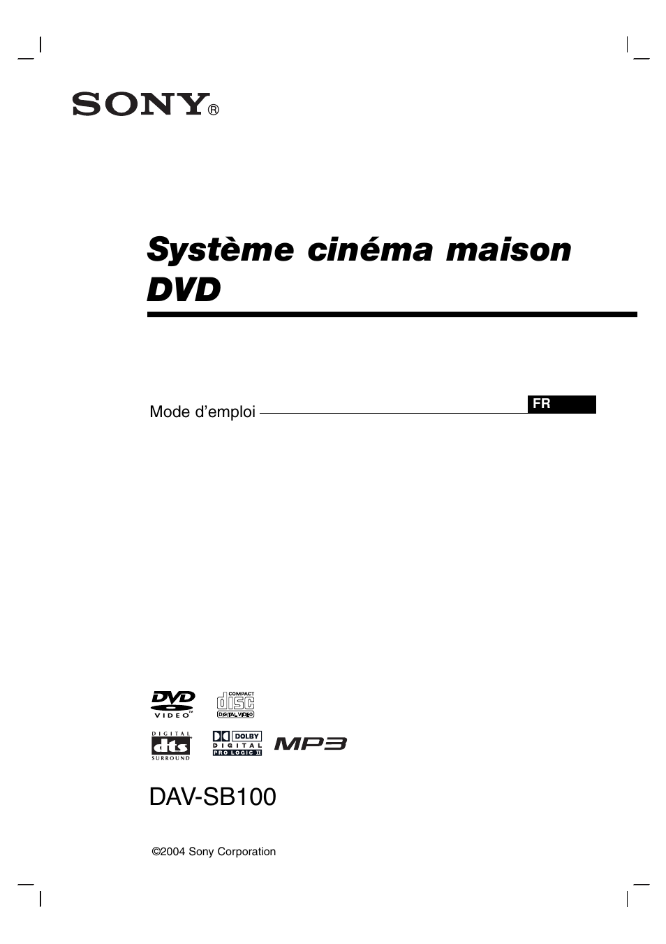 Système cinéma maison dvd, Dav-sb100 | Sony DAV-SB100 User Manual | Page 40 / 157