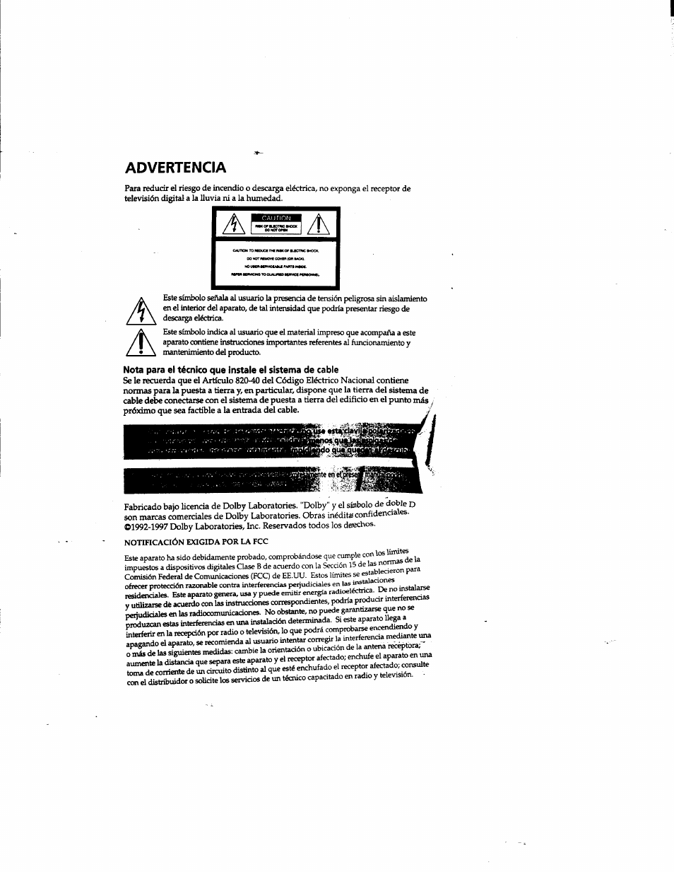 Advertencia | Sony DTR-HD1 User Manual | Page 34 / 54