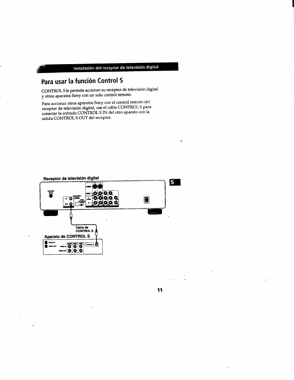 Para usar la función control s, Receptor de televisión digital | Sony DTR-HD1 User Manual | Page 38 / 54