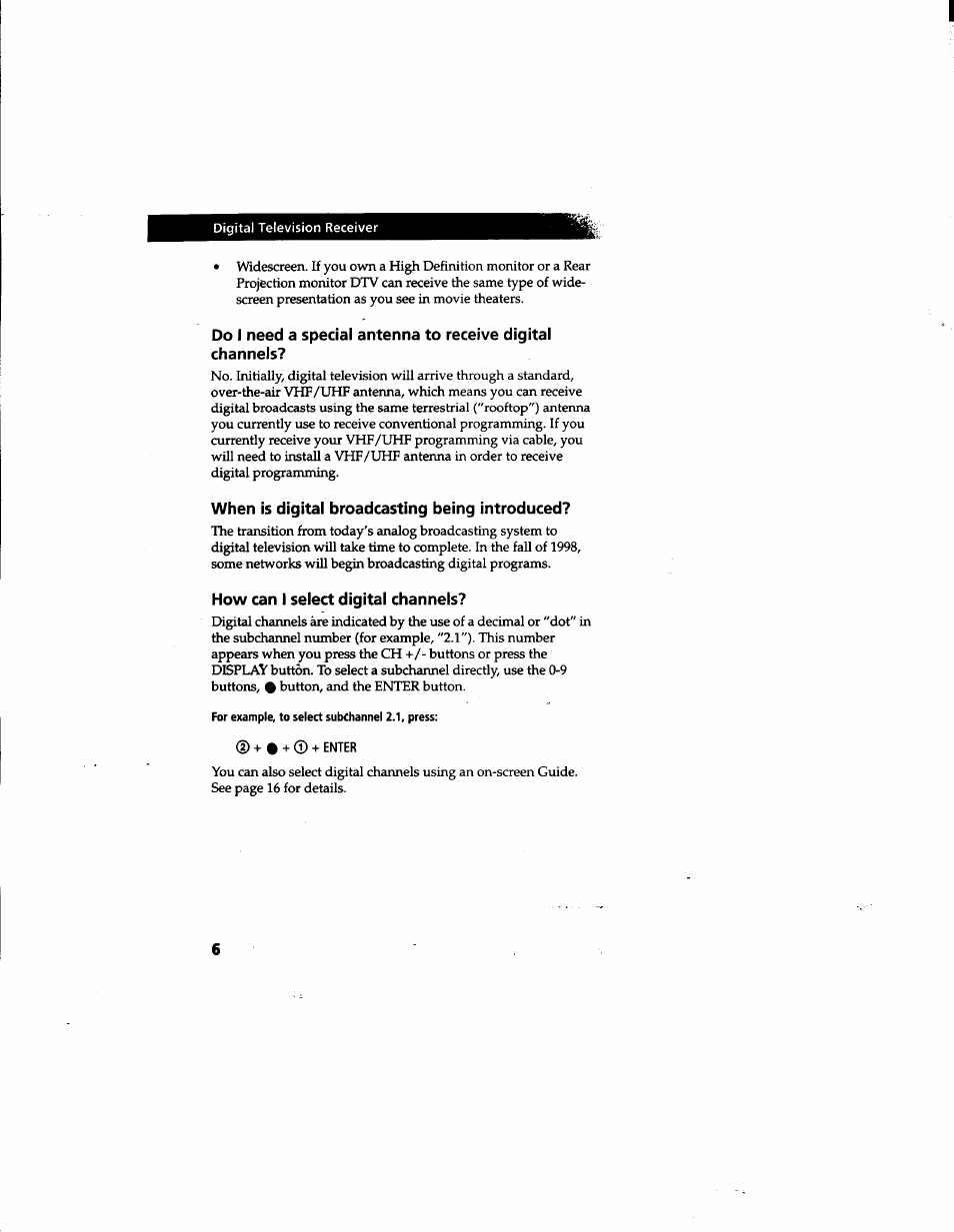 When is digital broadcasting being introduced, How can i select digital channels | Sony DTR-HD1 User Manual | Page 6 / 54