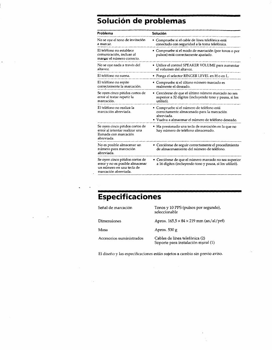 Solución de problemas, Especificaciones | Sony IT-B9 User Manual | Page 28 / 28