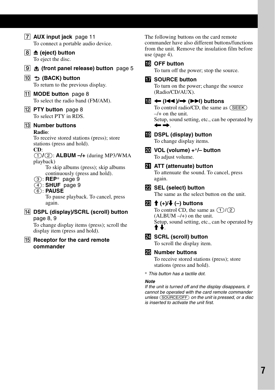 Sony CDX-GT25MPW User Manual | Page 7 / 36
