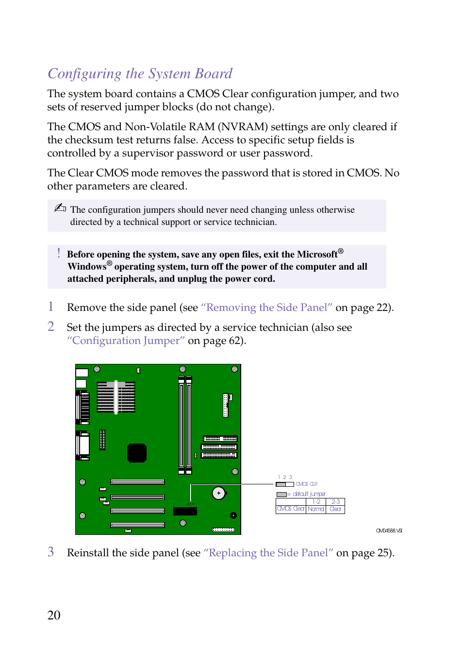 Heading2 - configuring the system board, Configuring the system board | Sony PCV-J150 User Manual | Page 34 / 104