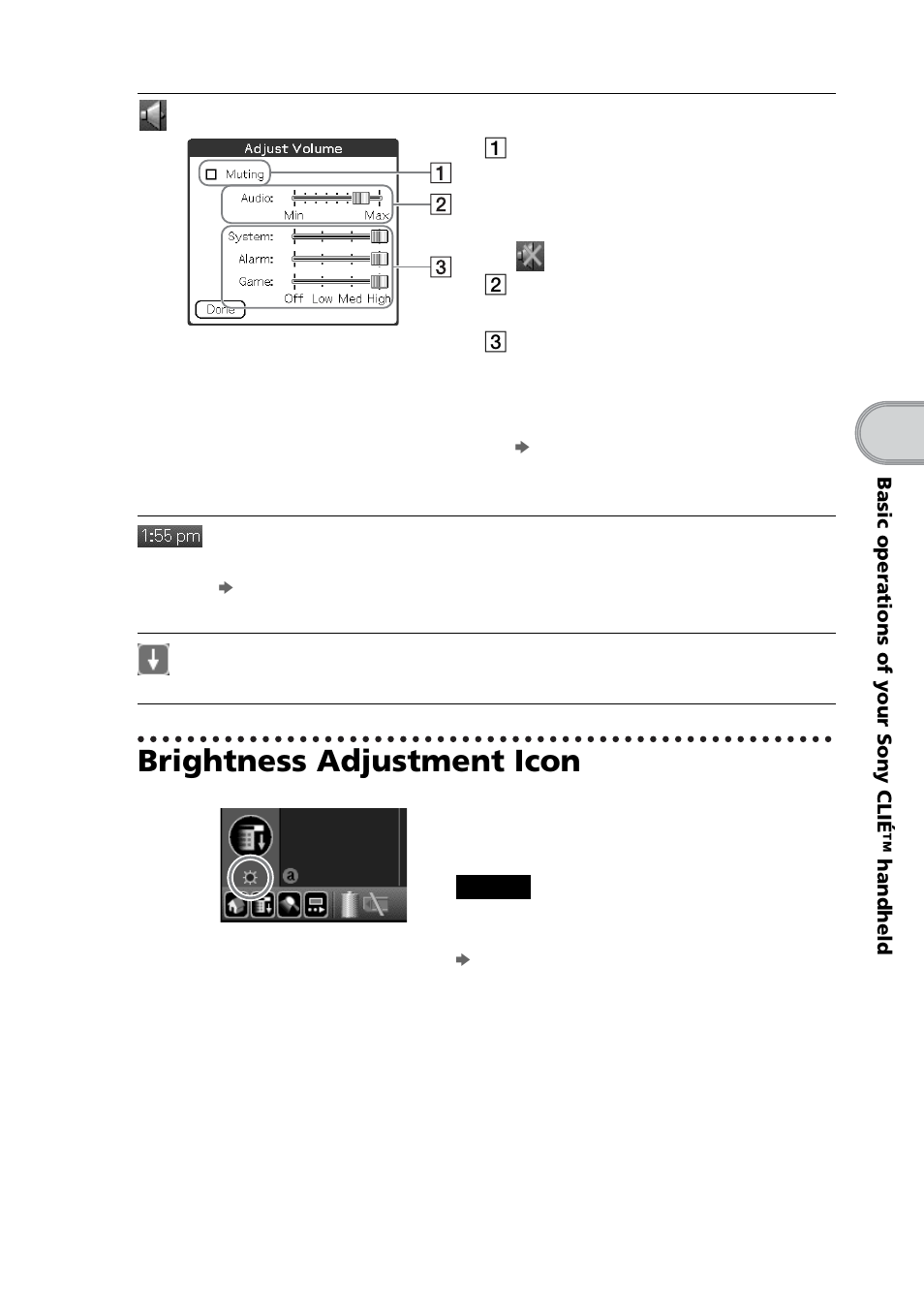 Brightness adjustment icon, E 45) | Sony PEG-NZ90 User Manual | Page 45 / 116