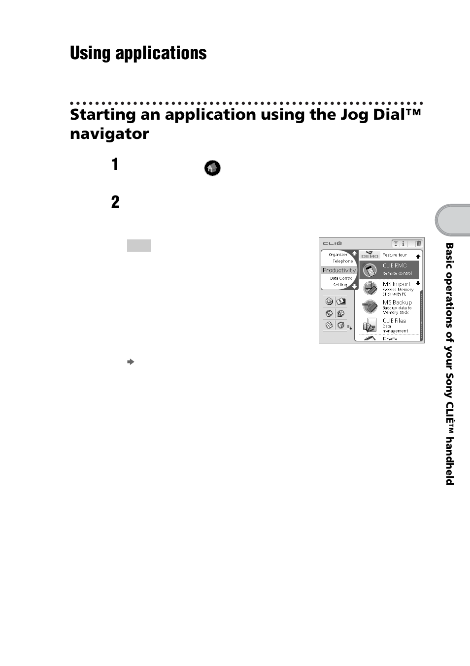 Using applications | Sony PEG-NZ90 User Manual | Page 47 / 116