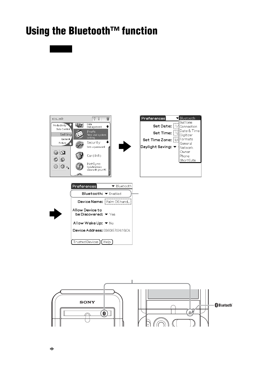 Using the bluetooth™ function | Sony PEG-NZ90 User Manual | Page 82 / 116