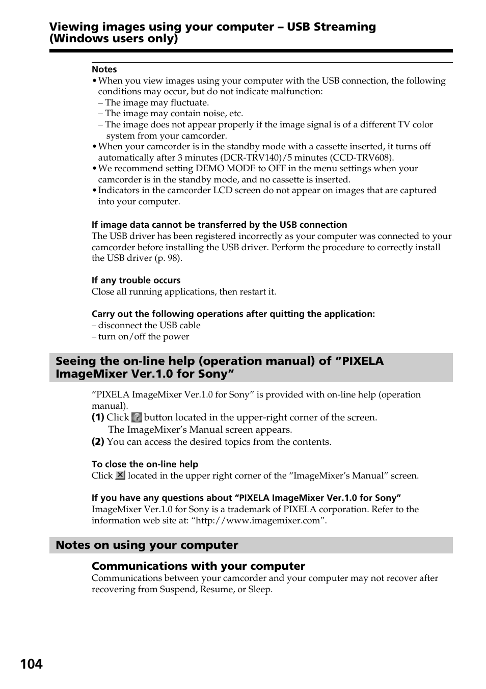 Sony DCR-TRV140 User Manual | Page 104 / 148