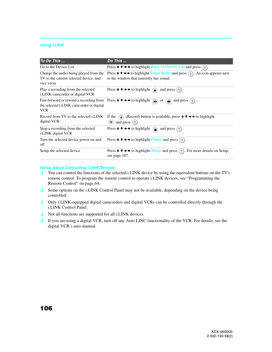 Sony KDX-46Q005 User Manual | Page 108 / 151