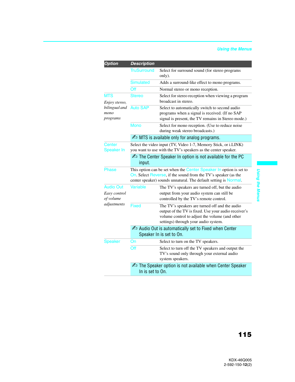Sony KDX-46Q005 User Manual | Page 117 / 151