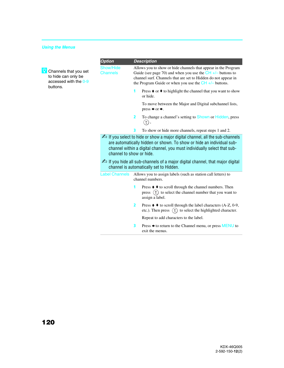 Sony KDX-46Q005 User Manual | Page 122 / 151
