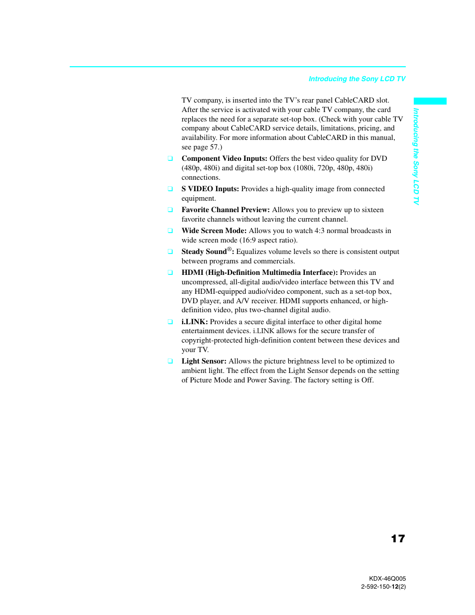 Sony KDX-46Q005 User Manual | Page 19 / 151