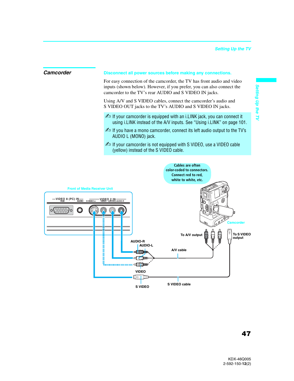 Camcorder | Sony KDX-46Q005 User Manual | Page 49 / 151