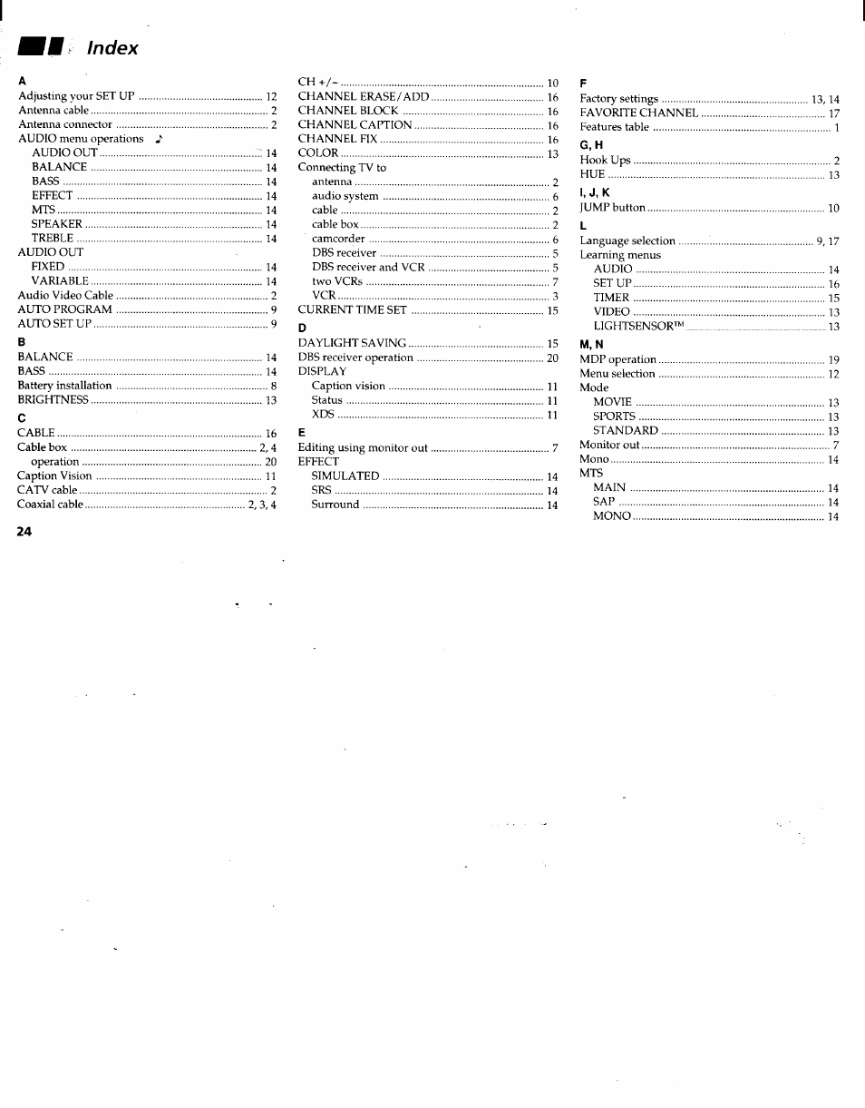 Index | Sony KV-27V22 User Manual | Page 27 / 28