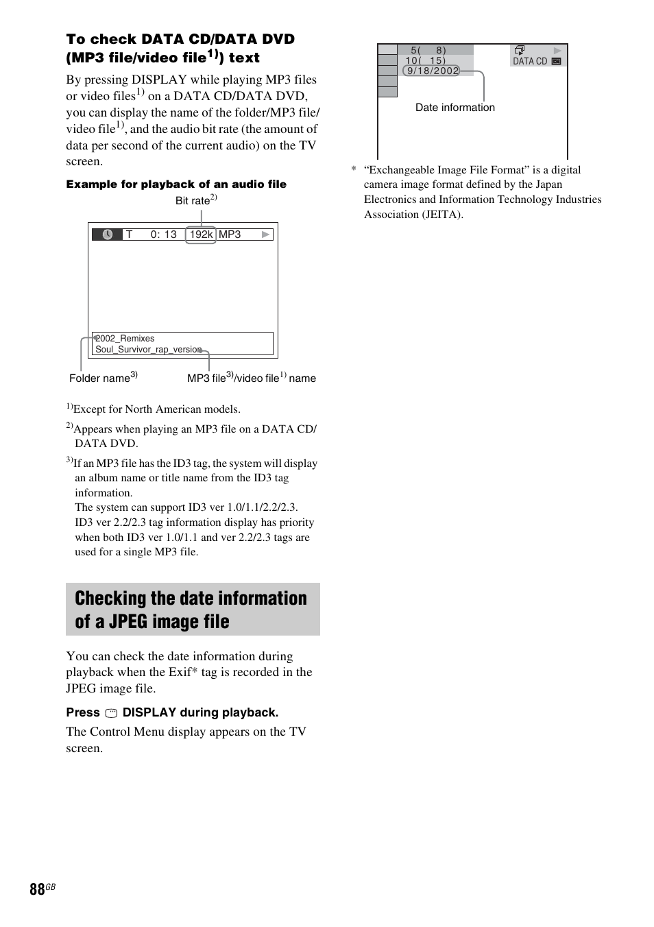 Checking the date information of a jpeg image file, Text | Sony DAV-HDX585 User Manual | Page 88 / 116