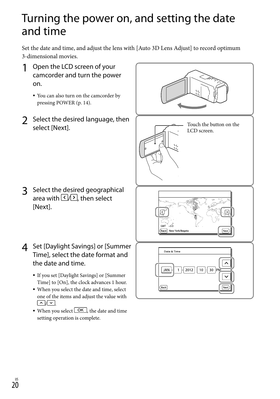 Sony HDR-TD30V User Manual | Page 20 / 84