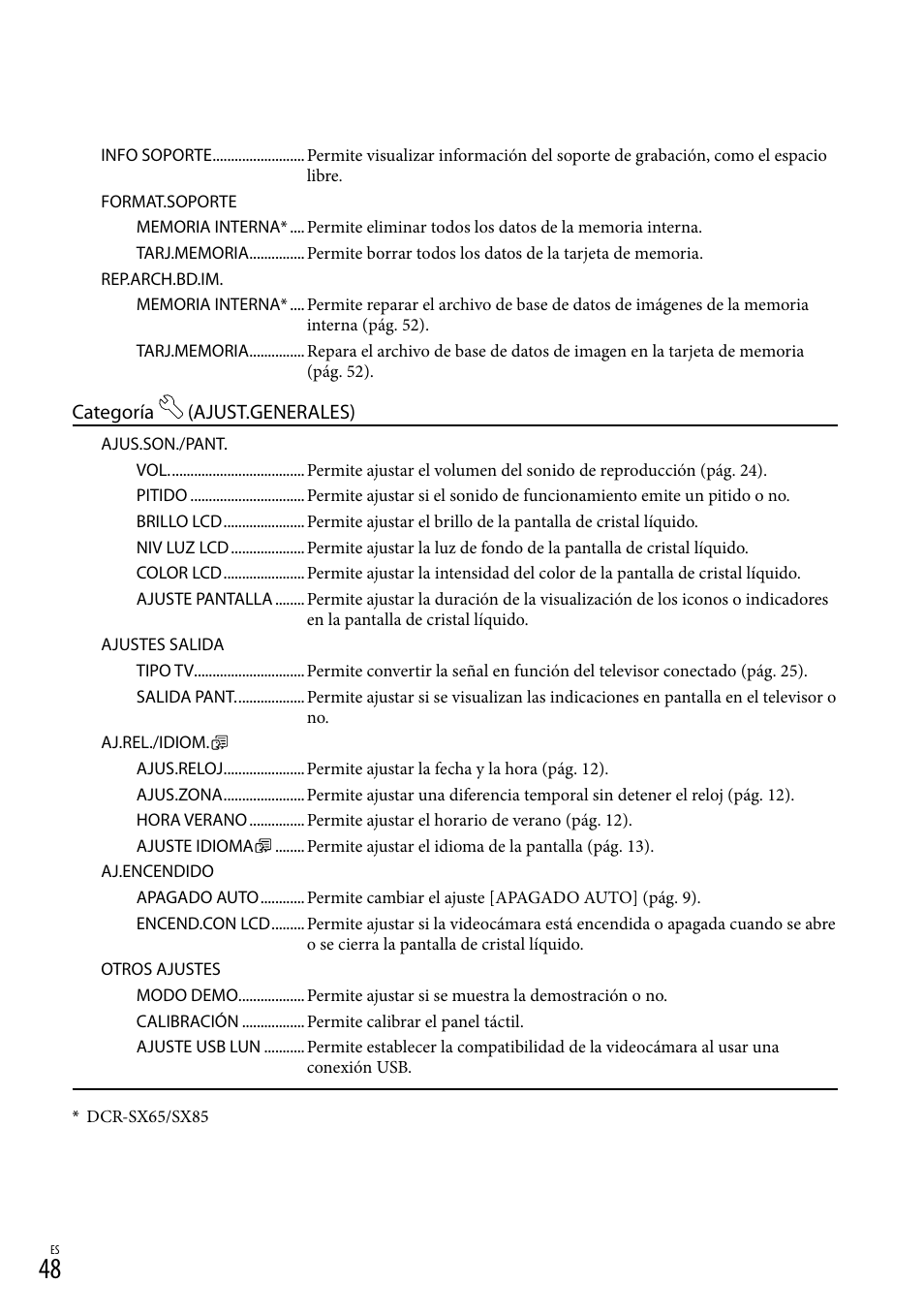 48) p | Sony DCR-SX45 User Manual | Page 112 / 131