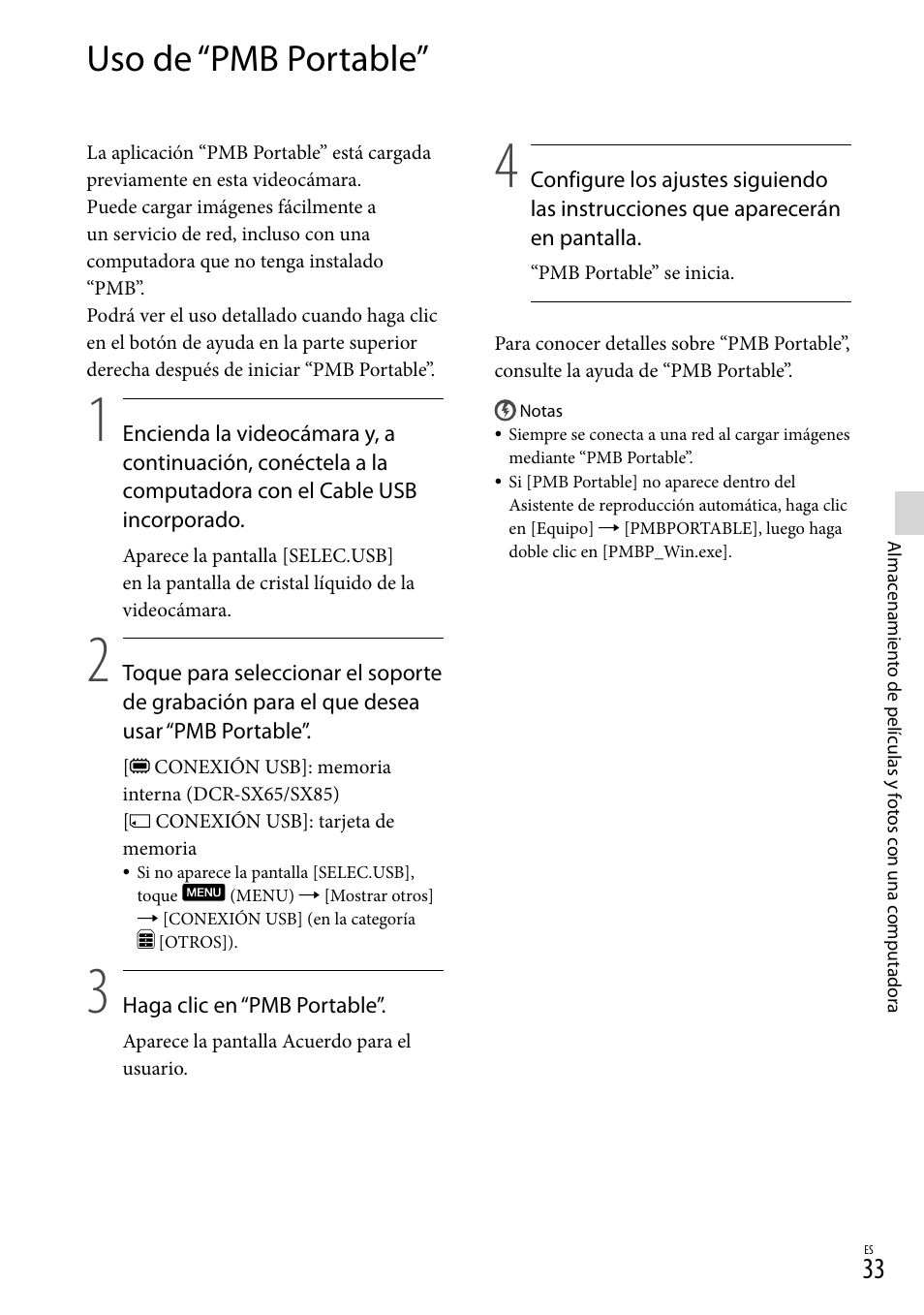 Uso de “pmb portable | Sony DCR-SX45 User Manual | Page 97 / 131