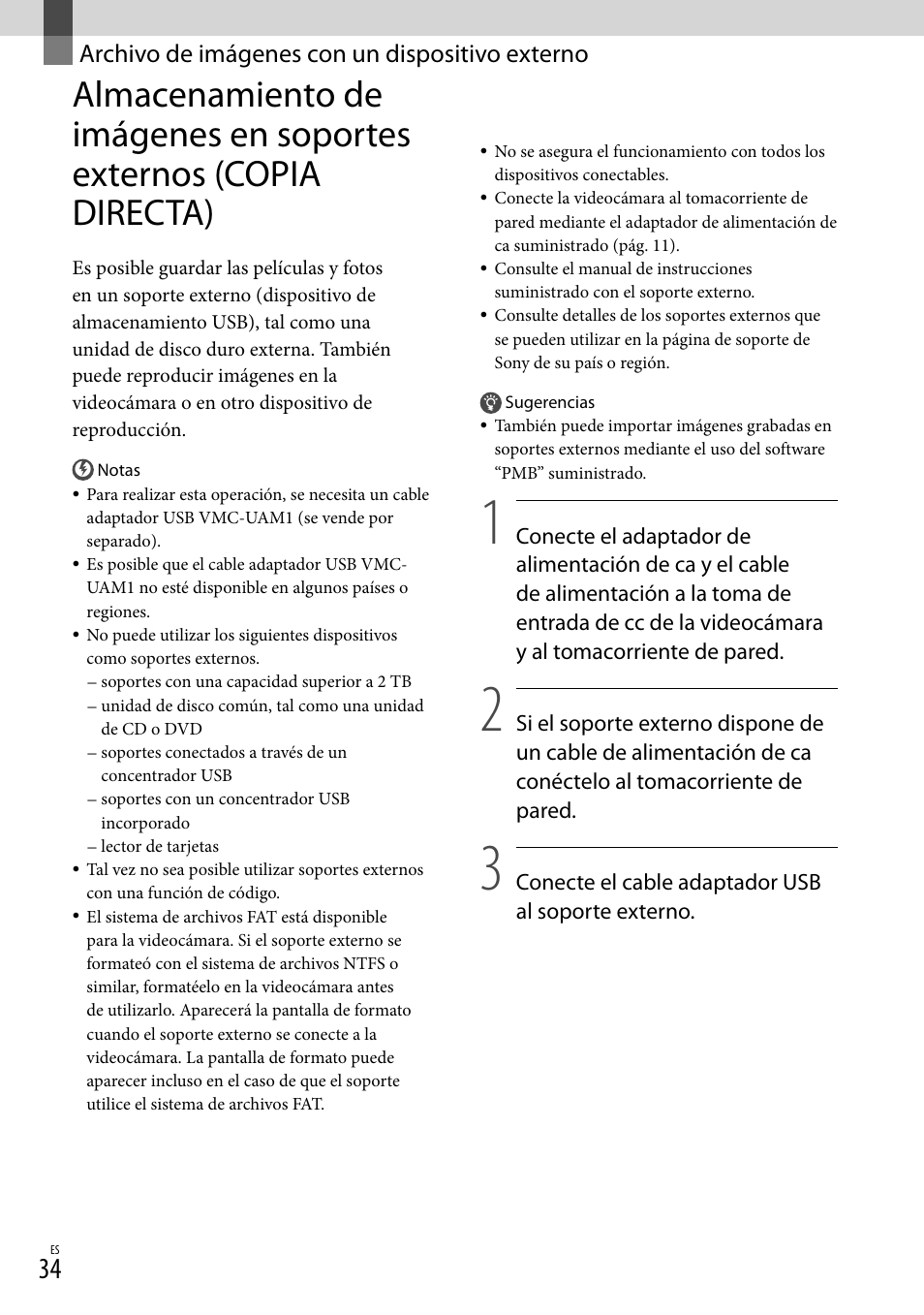 Archivo de imágenes con un dispositivo externo | Sony DCR-SX45 User Manual | Page 98 / 131