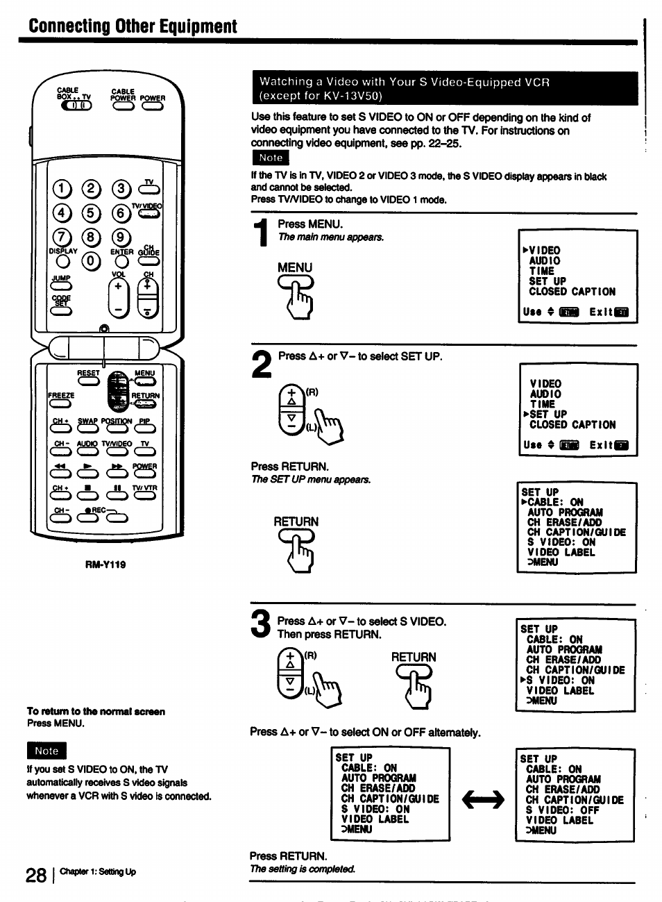 Connecting other equipment | Sony KV-27V55 User Manual | Page 28 / 60