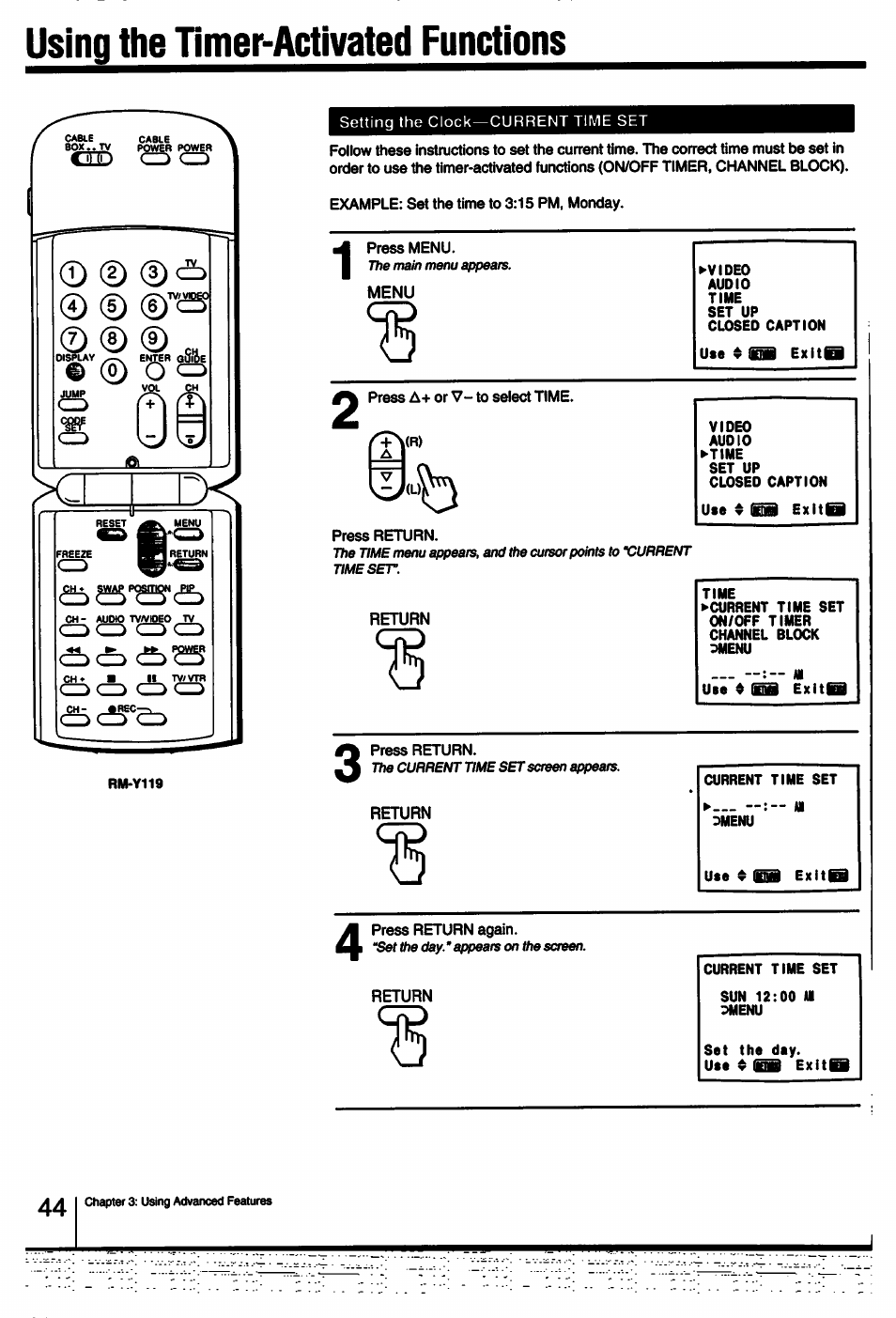 Using the timer-activated functions | Sony KV-27V55 User Manual | Page 44 / 60