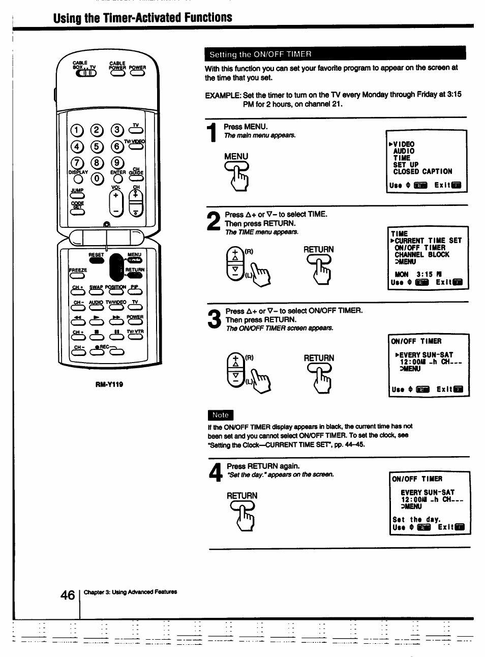 Using the timer-activated functions | Sony KV-27V55 User Manual | Page 46 / 60