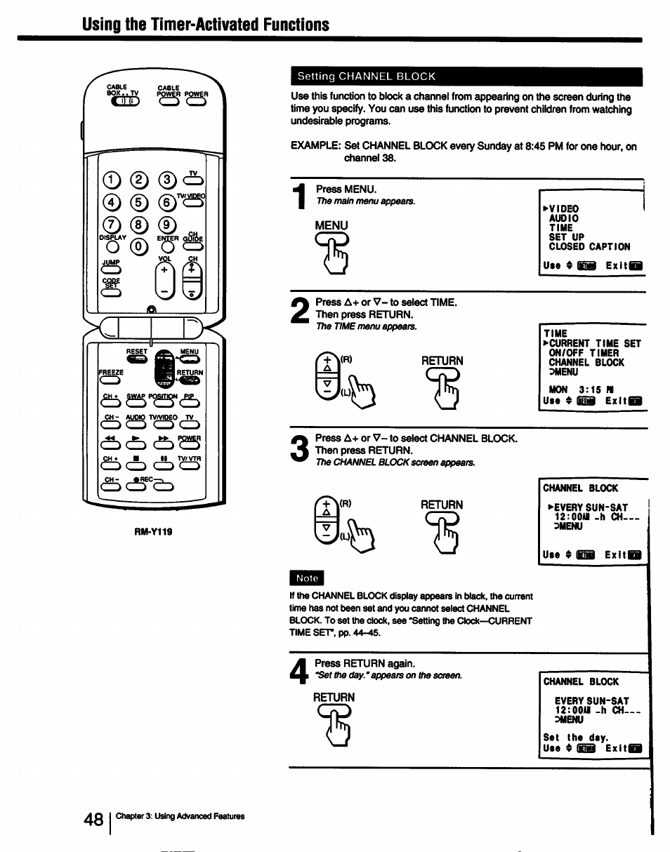 Using the timer-activated functions | Sony KV-27V55 User Manual | Page 48 / 60