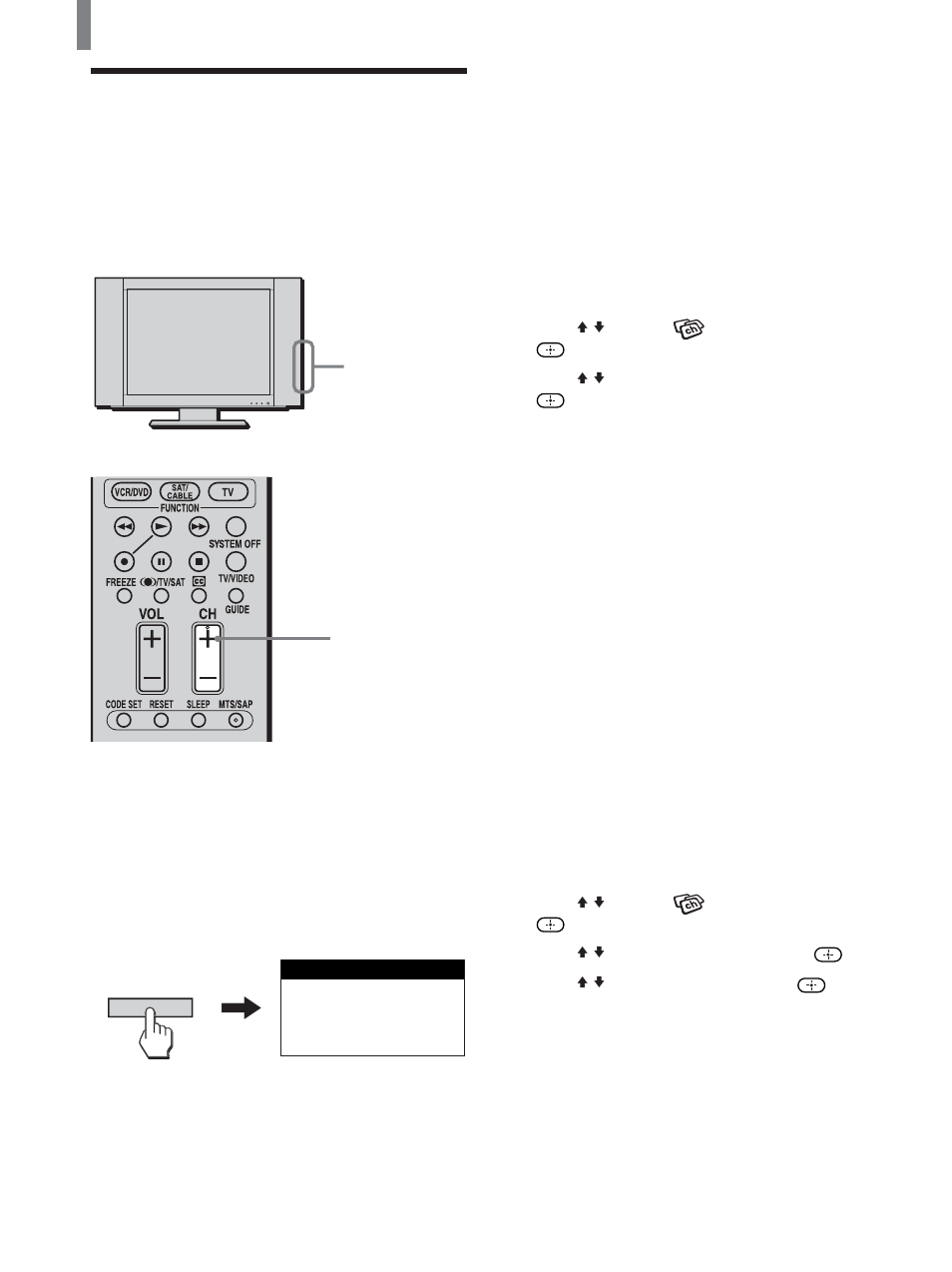 Setting the channels | Sony KLV-21SG2 User Manual | Page 20 / 80