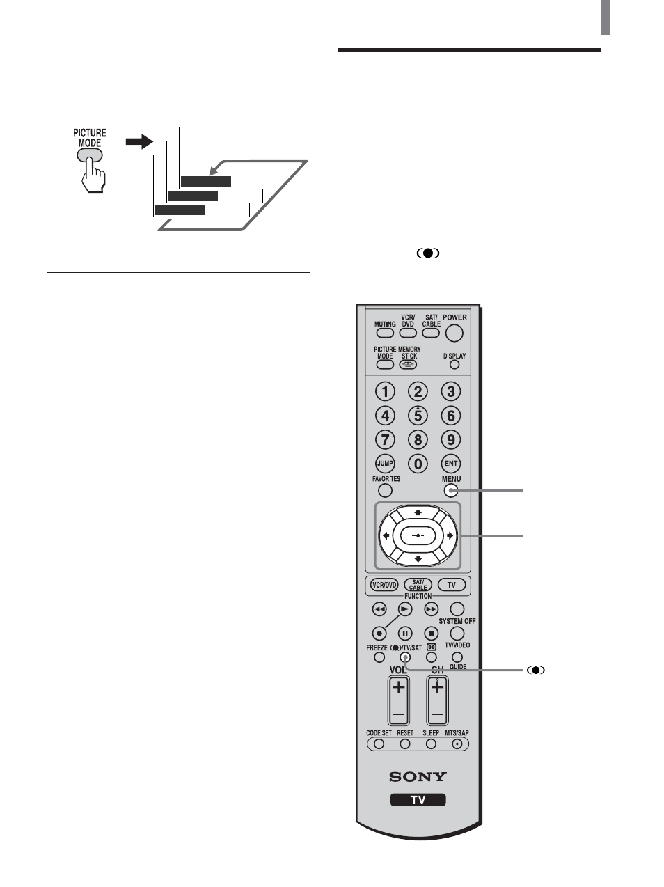 Selecting the effect mode | Sony KLV-21SG2 User Manual | Page 25 / 80