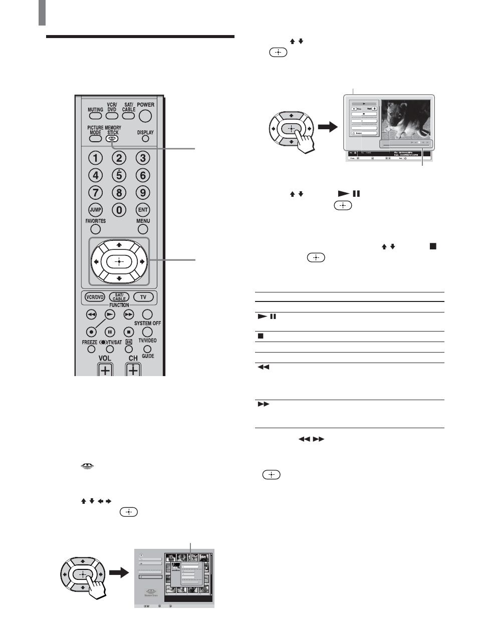 Playing movies (“movie player”) | Sony KLV-21SG2 User Manual | Page 62 / 80