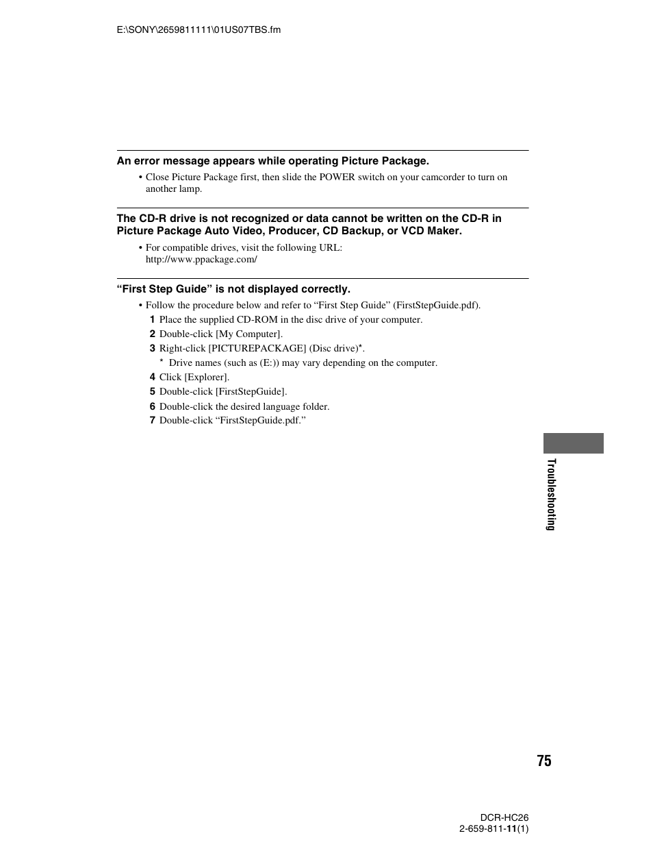 Sony DCR-HC26 User Manual | Page 75 / 92