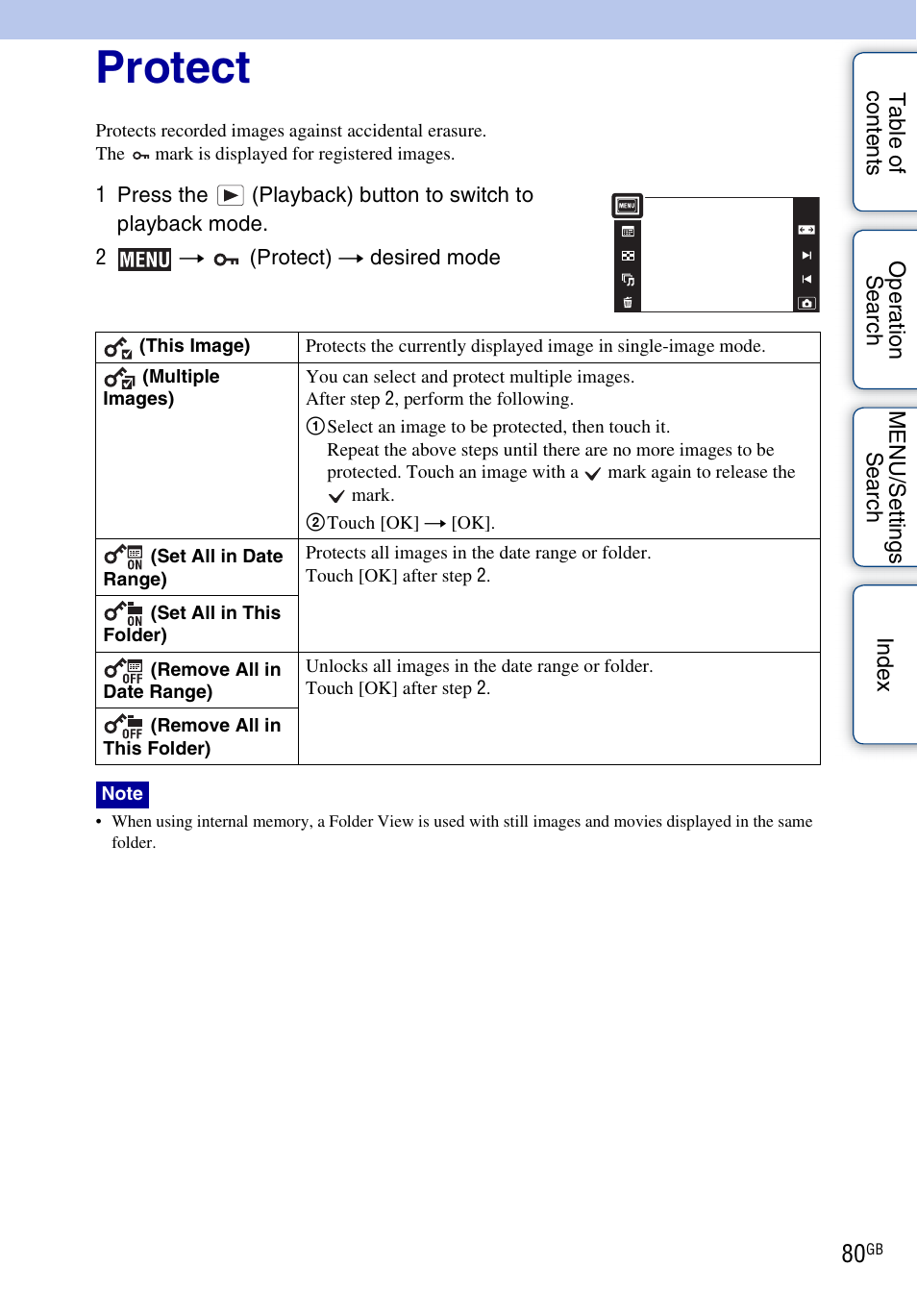 Protect, Protect) | Sony DSC-TX5 User Manual | Page 80 / 150