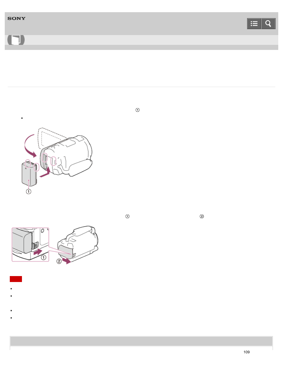 Attaching the battery pack, Attach the battery pack to this product, Help guide | Sony HDR-PJ810 User Manual | Page 109 / 416