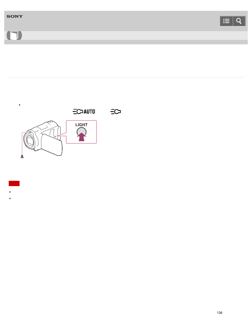 Recording movies in dim places (video light), You can record movies using the video light, Help guide | Sony HDR-PJ810 User Manual | Page 136 / 416