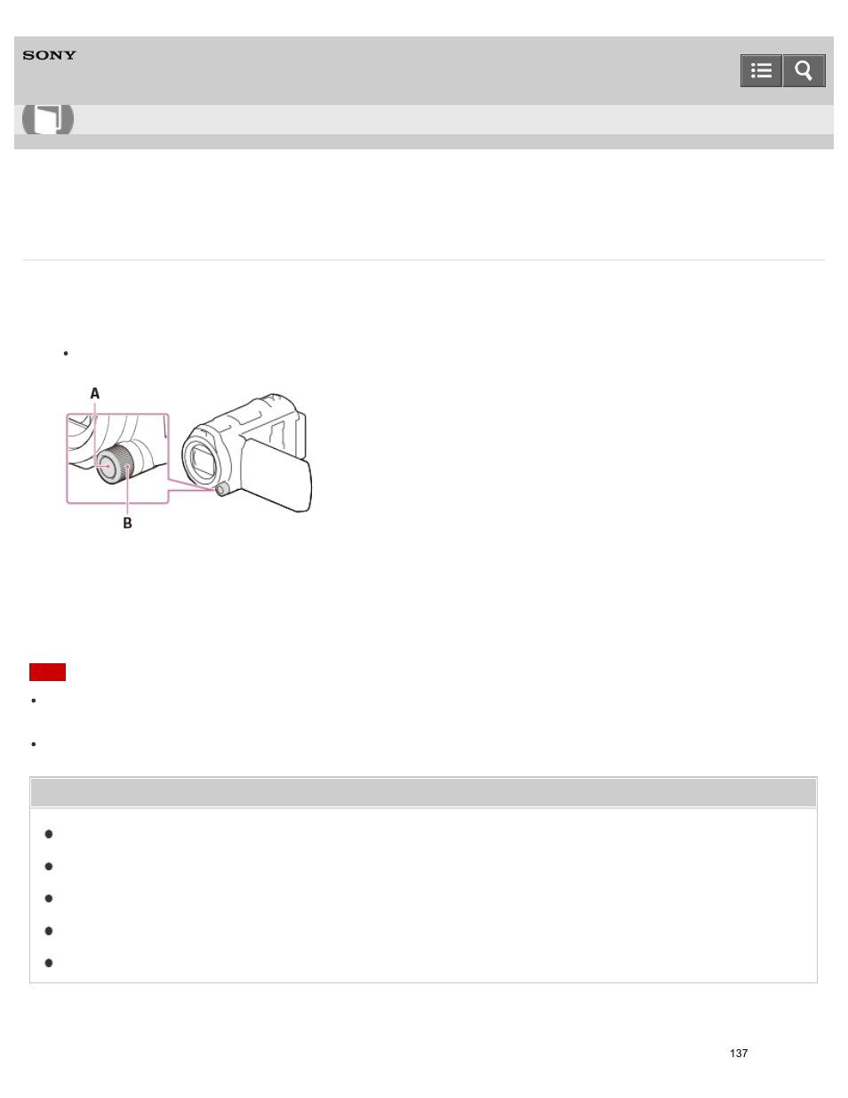 Use the menu assigned to the manual button, Help guide | Sony HDR-PJ810 User Manual | Page 137 / 416
