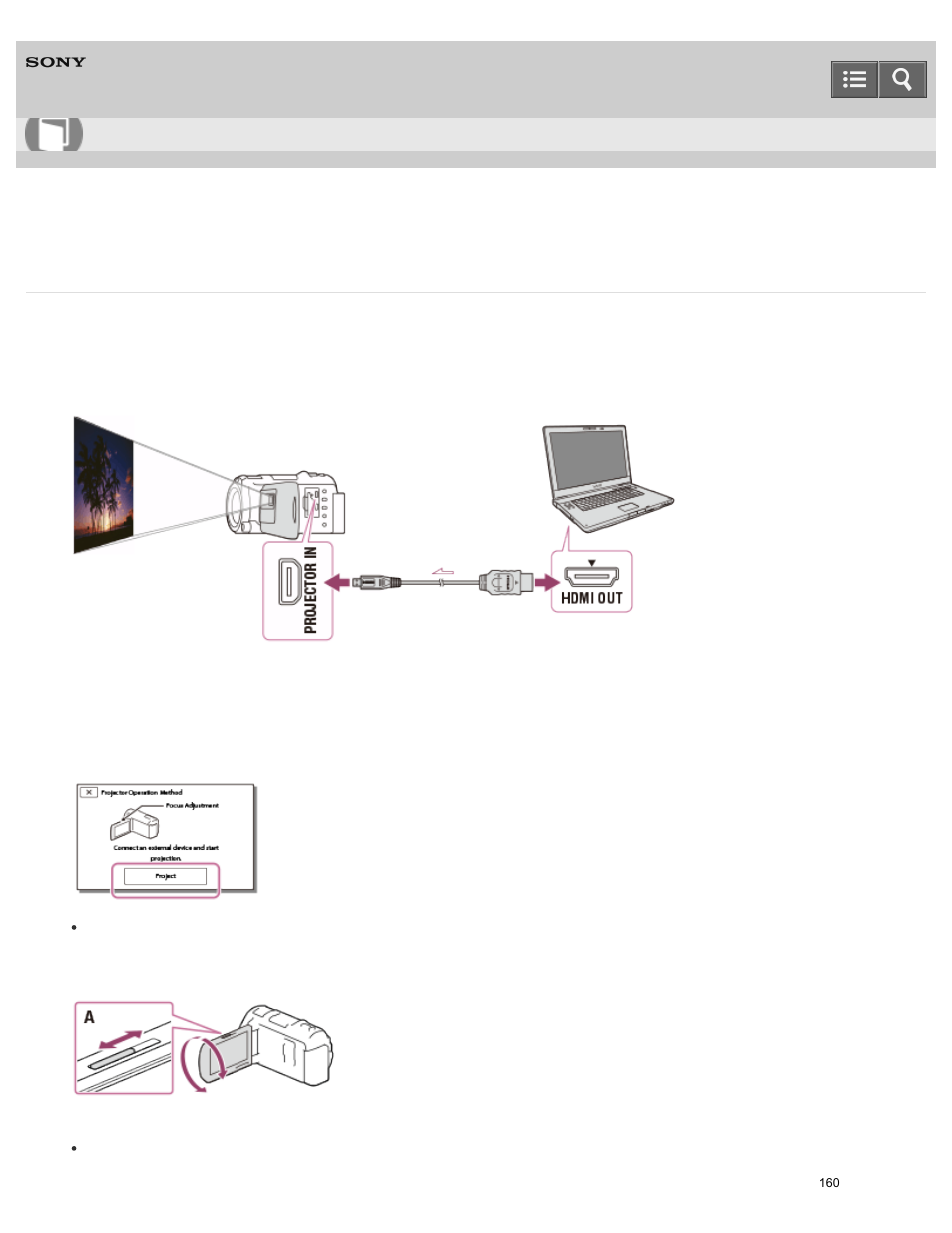 Help guide | Sony HDR-PJ810 User Manual | Page 160 / 416
